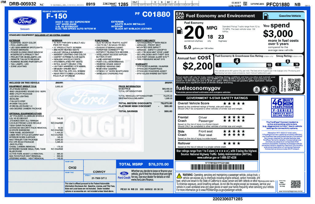 Used 2023 Ford F150 Platinum w/ Equipment Group 701A High AWD/4WD image 37