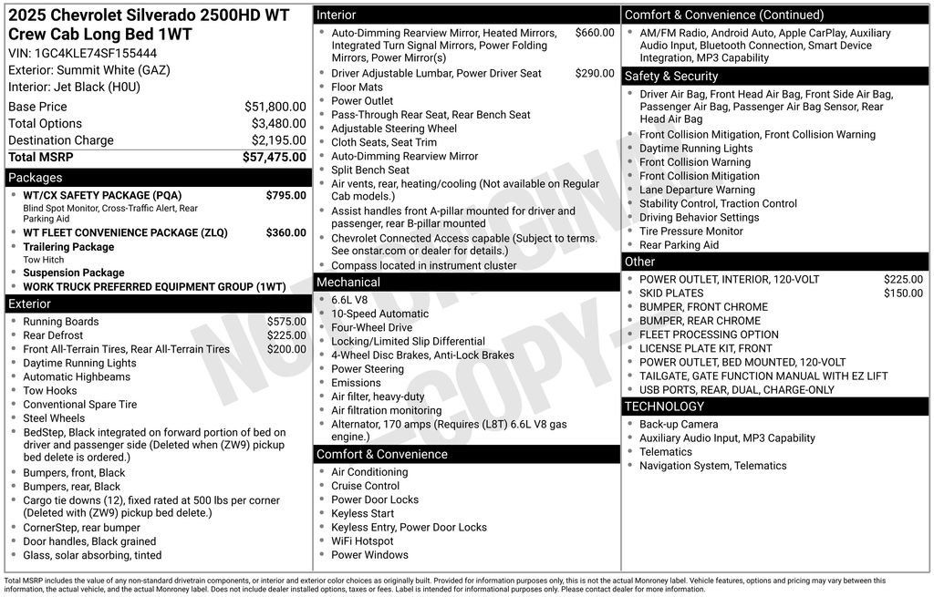 Used 2025 Chevrolet Silverado 2500 W/T w/ WT/CX Safety Package AWD/4WD image 13