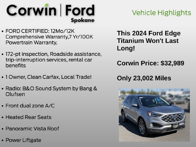 Certified 2024 Ford Edge Titanium w/ Equipment Group 301A AWD/4WD image 7