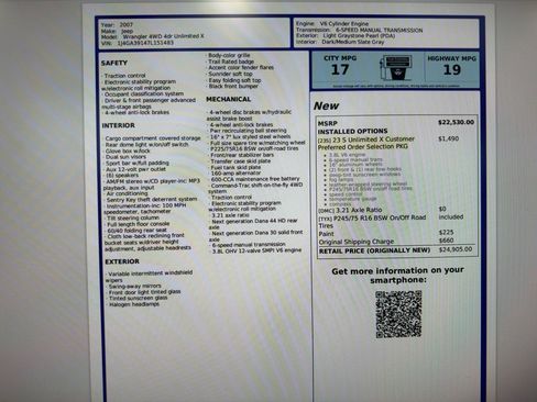 Used 2007 Jeep Wrangler X image 18