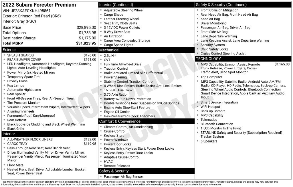Certified 2022 Subaru Forester Premium AWD/4WD image 8