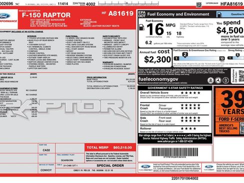 Used 2017 Ford F150 Raptor w/ Equipment Group 801A Mid AWD/4WD image 40