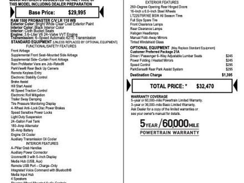 Used 2018 RAM ProMaster 1500 FWD image 2