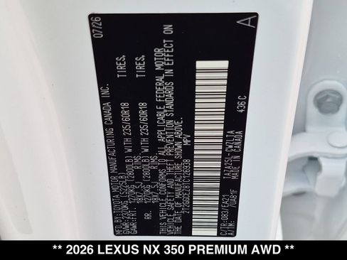 New 2026 Lexus NX 350 AWD w/ Premium Package image 18