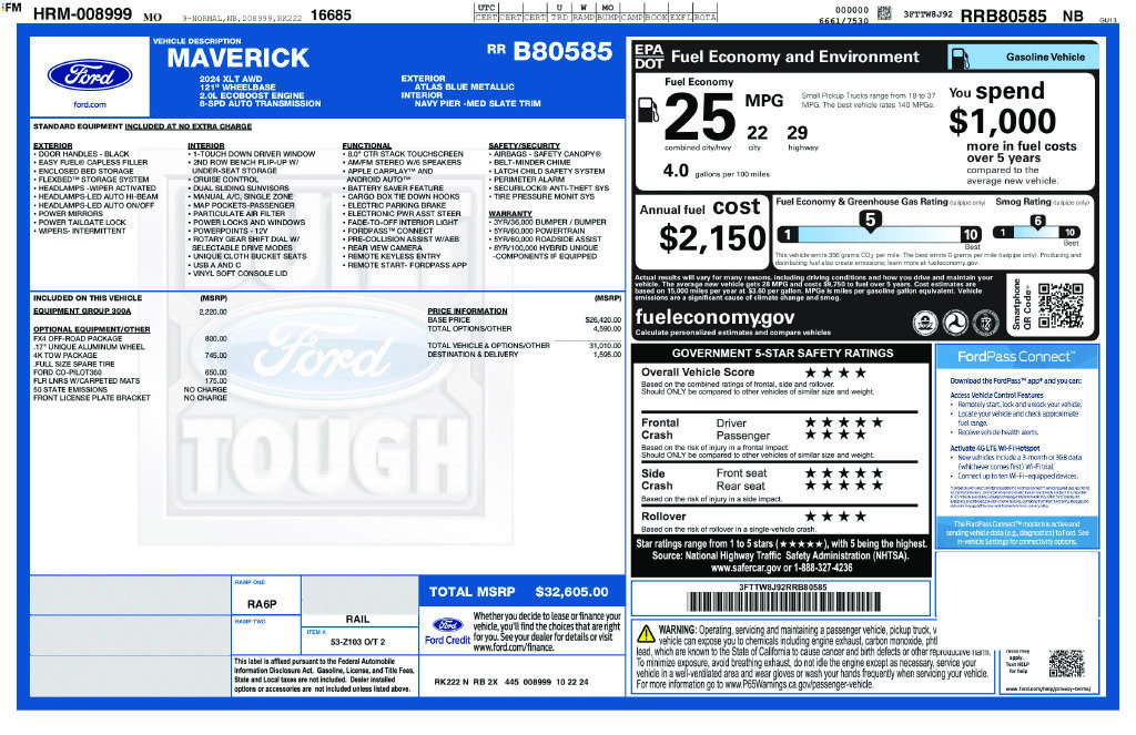 Used 2024 Ford Maverick XLT w/ Equipment Group 300A Standard AWD/4WD image 27