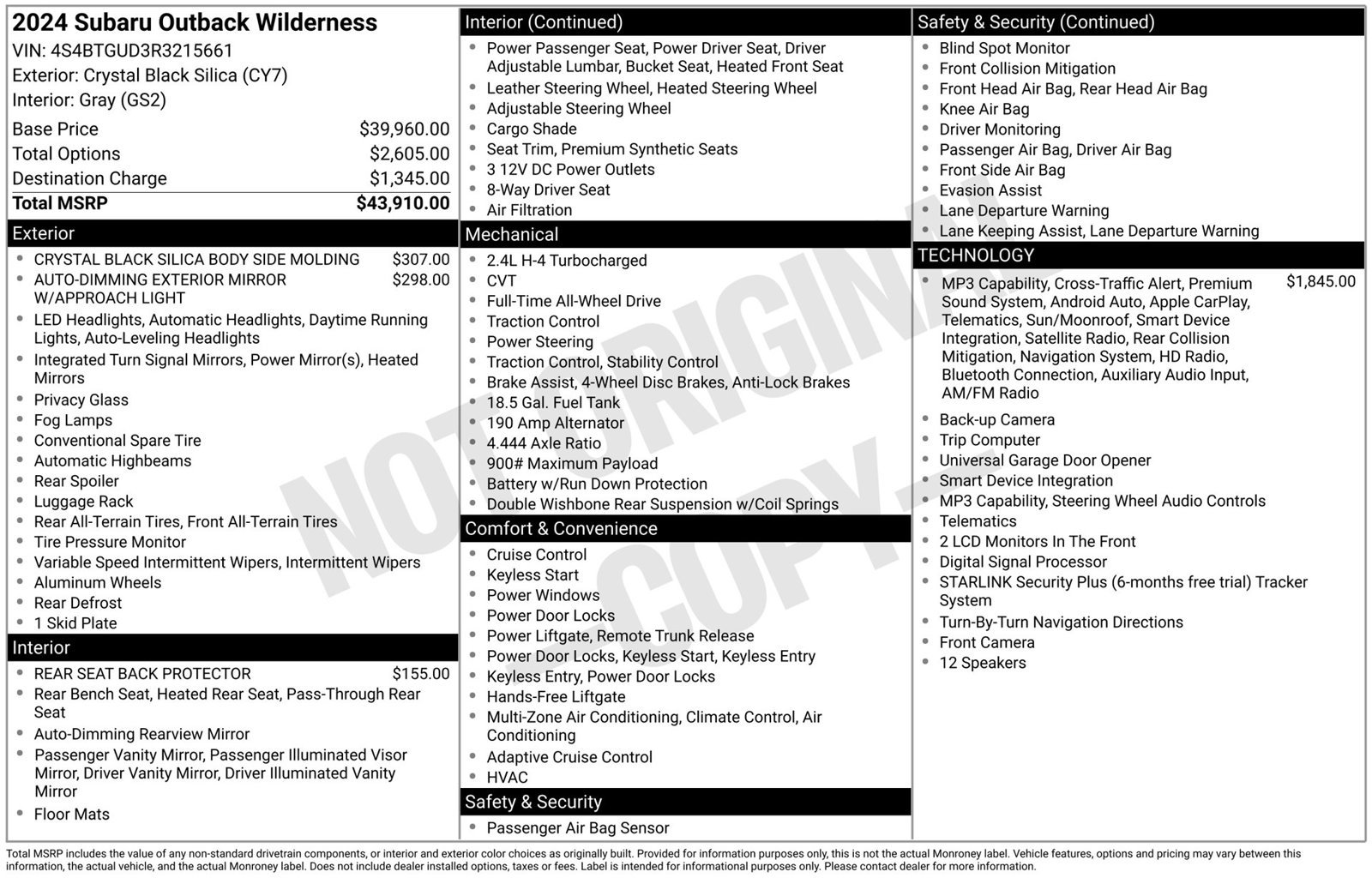 Used 2024 Subaru Outback Wilderness AWD/4WD image 3