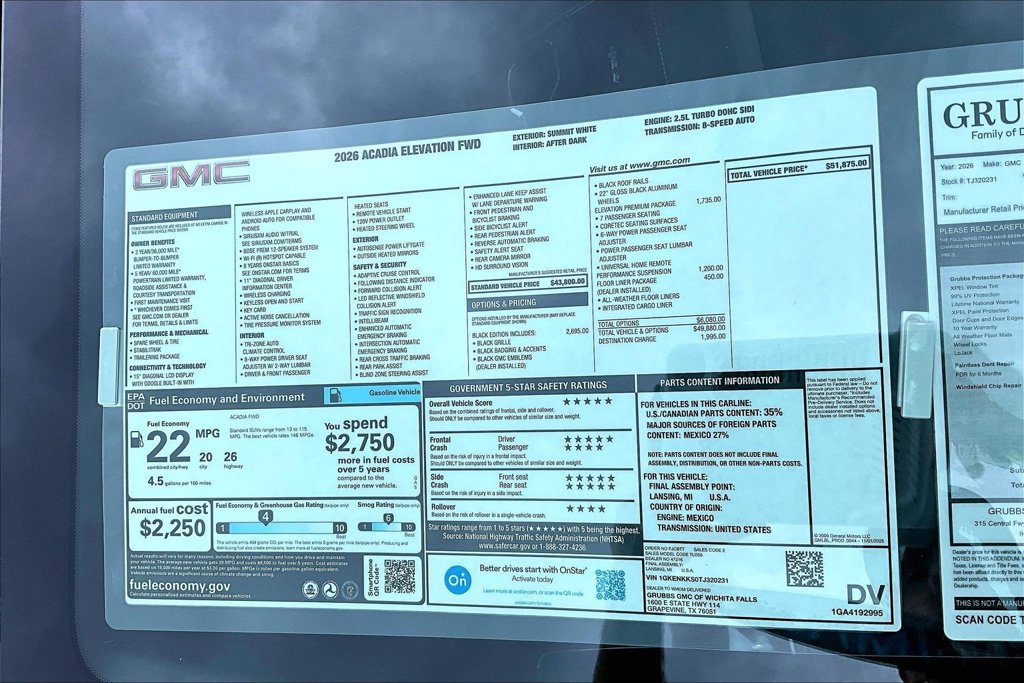 New 2026 GMC Acadia Elevation w/ Black Edition FWD image 32