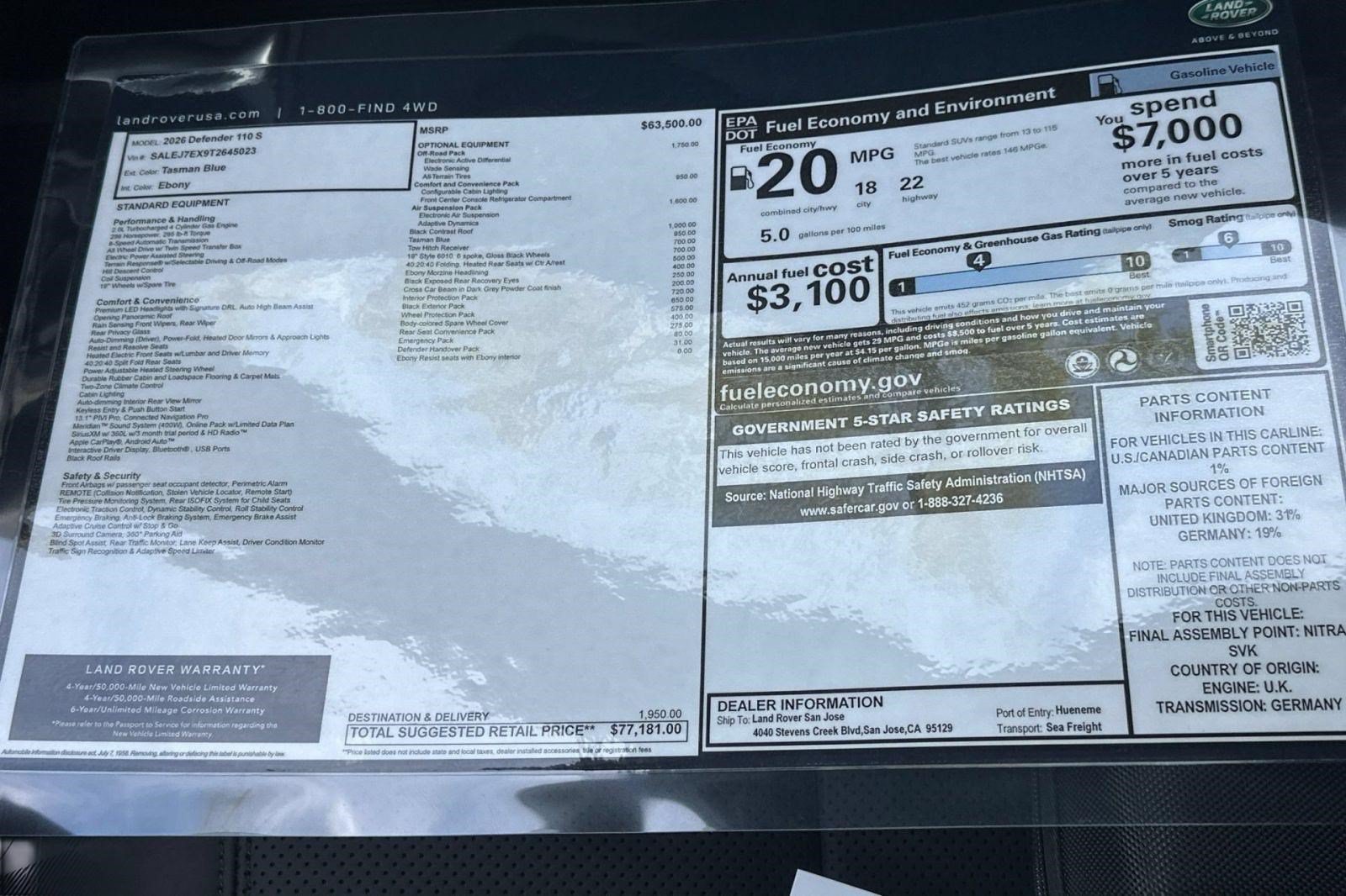 New 2026 Land Rover Defender 110 S AWD/4WD image 30