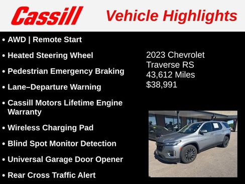 Used 2023 Chevrolet Traverse RS AWD/4WD image 3