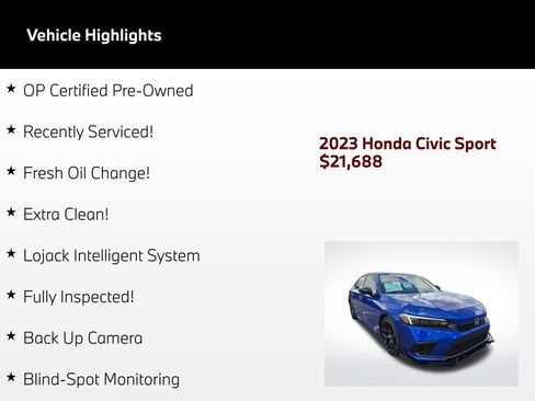 Used 2023 Honda Civic Sport image 2