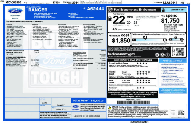 Used 2020 Ford Ranger XLT w/ Equipment Group 301A Mid AWD/4WD image 31