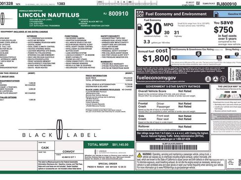 Used 2024 Lincoln Nautilus Black Label w/ Jet Appearance Package (87T) AWD/4WD image 2
