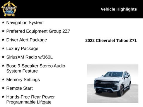 Used 2022 Chevrolet Tahoe Z71 w/ Luxury Package AWD/4WD image 2