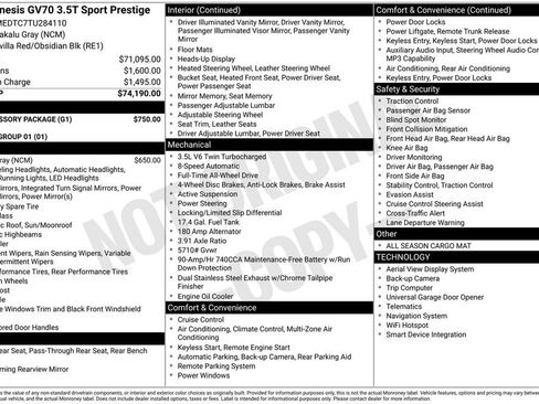New 2026 Genesis GV70 3.5T Sport Prestige w/ G1 Accessory Package AWD/4WD image 2