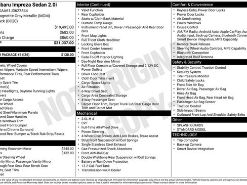 Used 2018 Subaru Impreza 2.0i w/ Popular Package #5 image 26