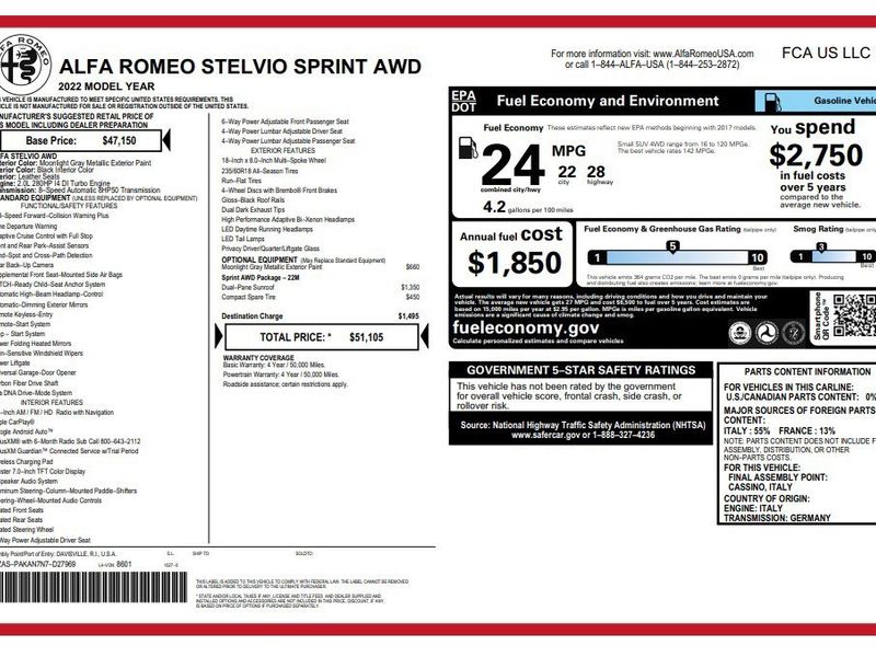 Used 2022 Alfa Romeo Stelvio Sprint image 1