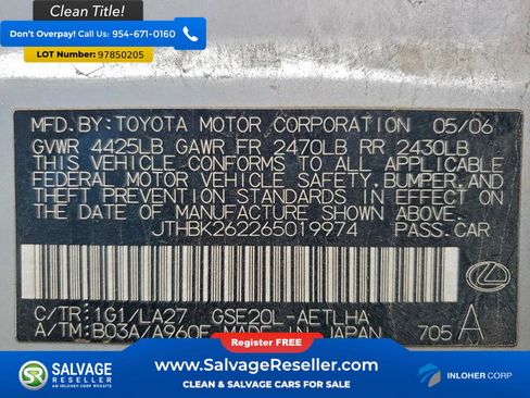 Used 2006 Lexus IS 250 Sedan 4 Door image 16