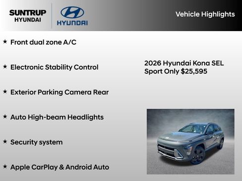 Certified 2026 Hyundai Kona SEL Sport AWD/4WD image 16