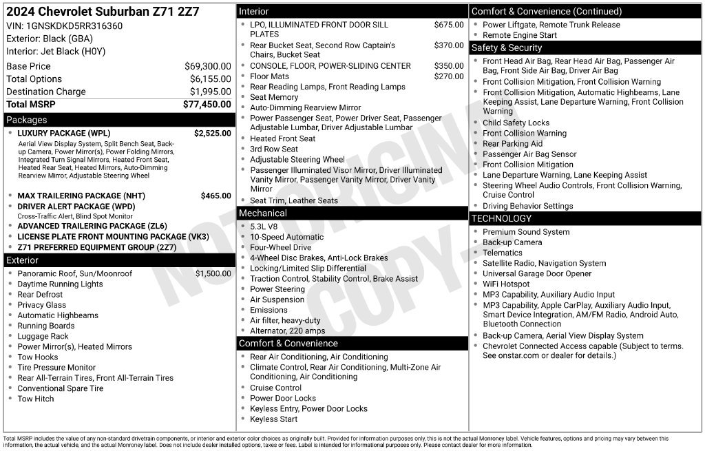 Used 2024 Chevrolet Suburban Z71 w/ Luxury Package AWD/4WD image 31
