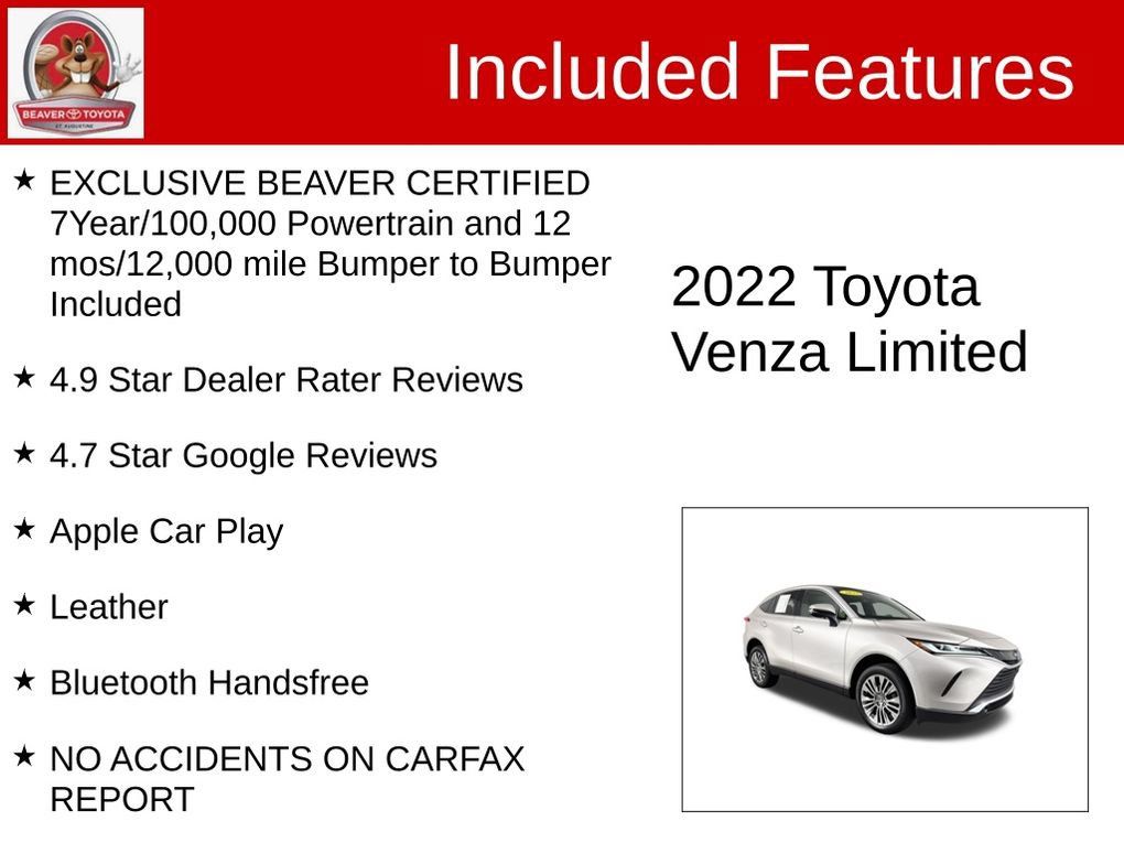 Used 2022 Toyota Venza Limited w/ Advanced Technology Package AWD/4WD image 4