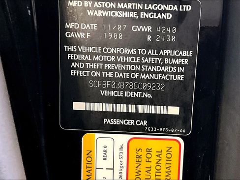 Used 2008 Aston Martin V8 Vantage Coupe RWD image 28