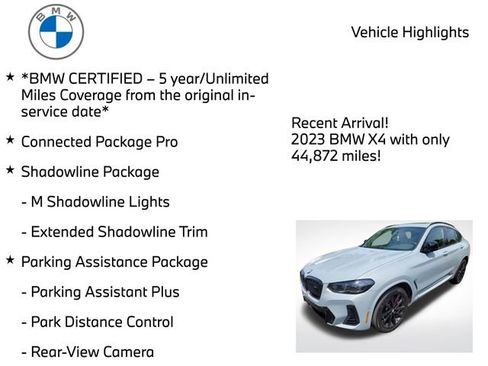 Certified 2023 BMW X4 M40i w/ Parking Assistance Package AWD/4WD image 4