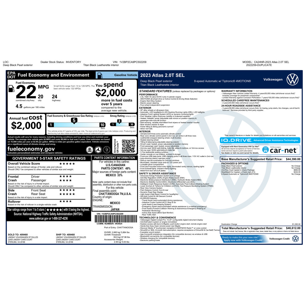 Certified 2023 Volkswagen Atlas SEL AWD/4WD image 4