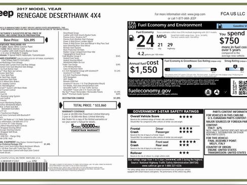 Certified 2017 Jeep Renegade Trailhawk image 2