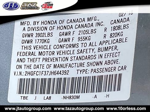 Used 2018 Honda Civic EX-T image 21