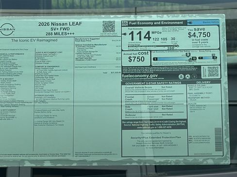 New 2026 Nissan Leaf SV+ w/ Floor Mat Package (SV+) FWD image 11