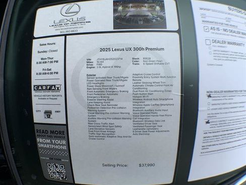 Used 2025 Lexus UX 300h FWD w/ Cold Area Package image 26