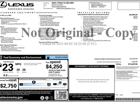 Used 2025 Lexus TX 350 AWD w/ Technology Package image 60