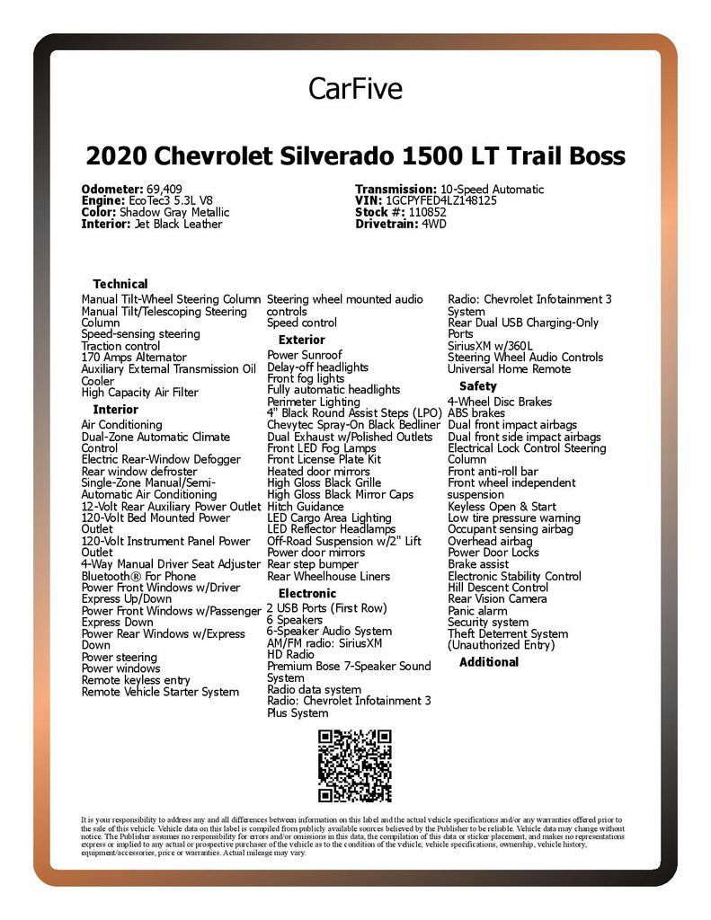 Used 2020 Chevrolet Silverado 1500 LT Trail Boss AWD/4WD image 28
