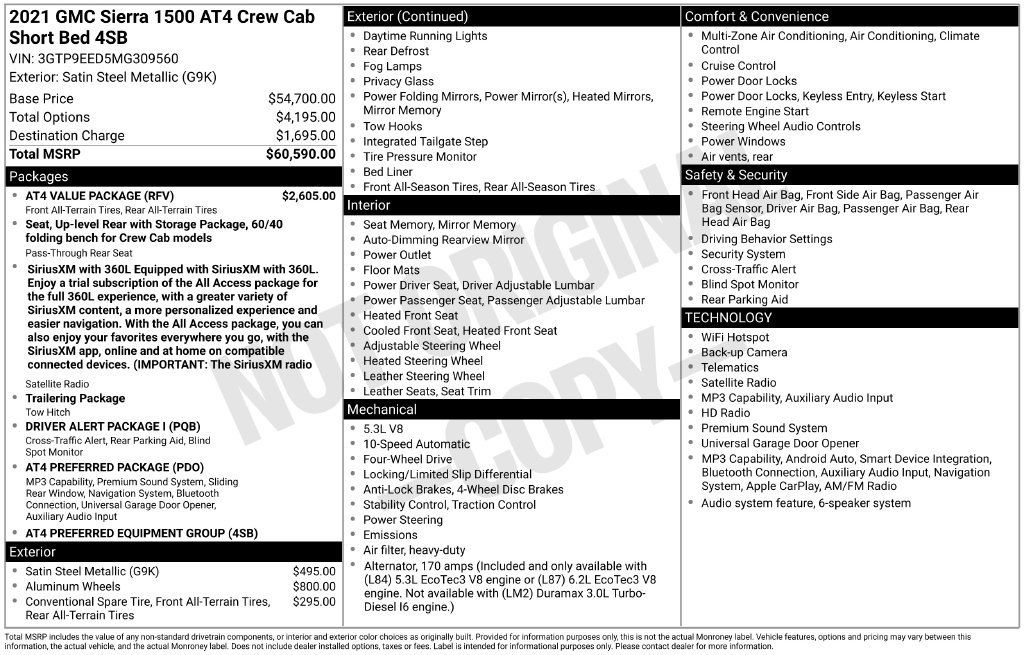 Used 2021 GMC Sierra 1500 AT4 w/ AT4 Value Package AWD/4WD image 4