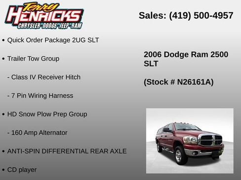 Used 2006 Dodge Ram 2500 Truck SLT w/ Quad Cab Big Horn Value Group AWD/4WD image 12