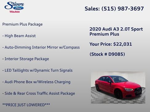 Used 2020 Audi A3 2.0T Premium Plus w/ Premium Plus Package FWD image 10