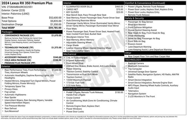 Used 2024 Lexus RX 350 Premium Plus w/ Convenience Package FWD image 32