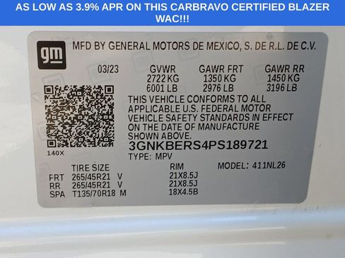 Used 2023 Chevrolet Blazer RS w/ Driver Confidence II Package image 35