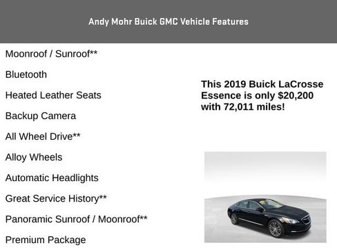 Used 2019 Buick LaCrosse Essence w/ Sun and Shade Package AWD/4WD image 4