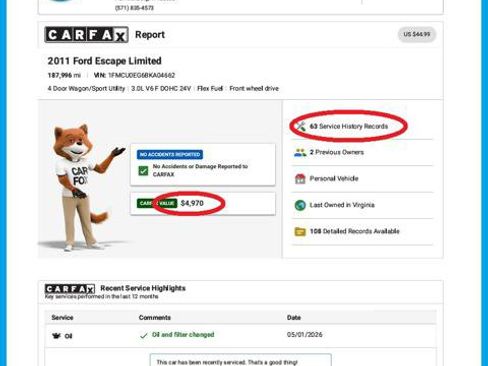 Used 2011 Ford Escape Limited w/ 301A Rapid Spec Order Code FWD image 2
