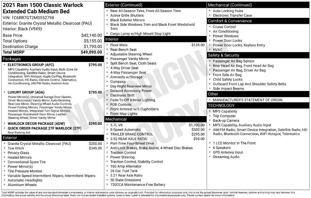 Used 2021 RAM 1500 Warlock w/ Luxury Group AWD/4WD image 6