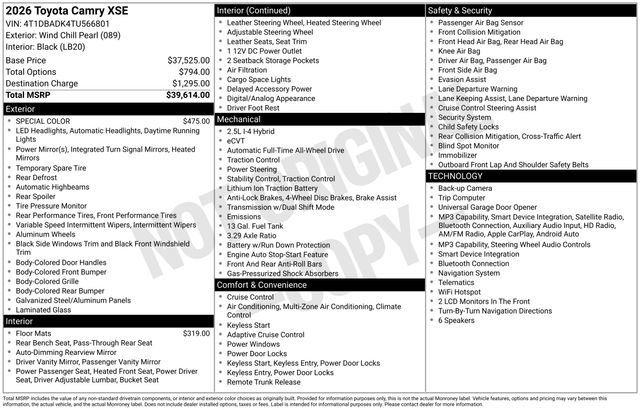 New 2026 Toyota Camry XSE AWD/4WD image 1