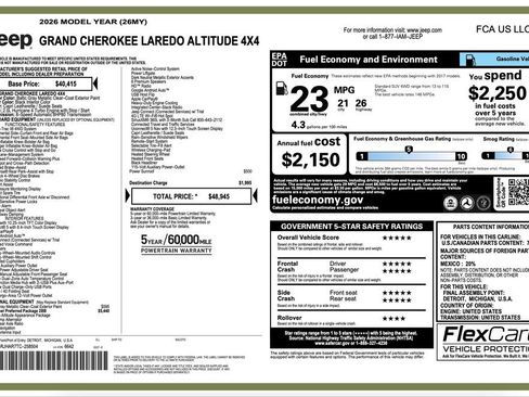 New 2026 Jeep Grand Cherokee Altitude AWD/4WD image 2
