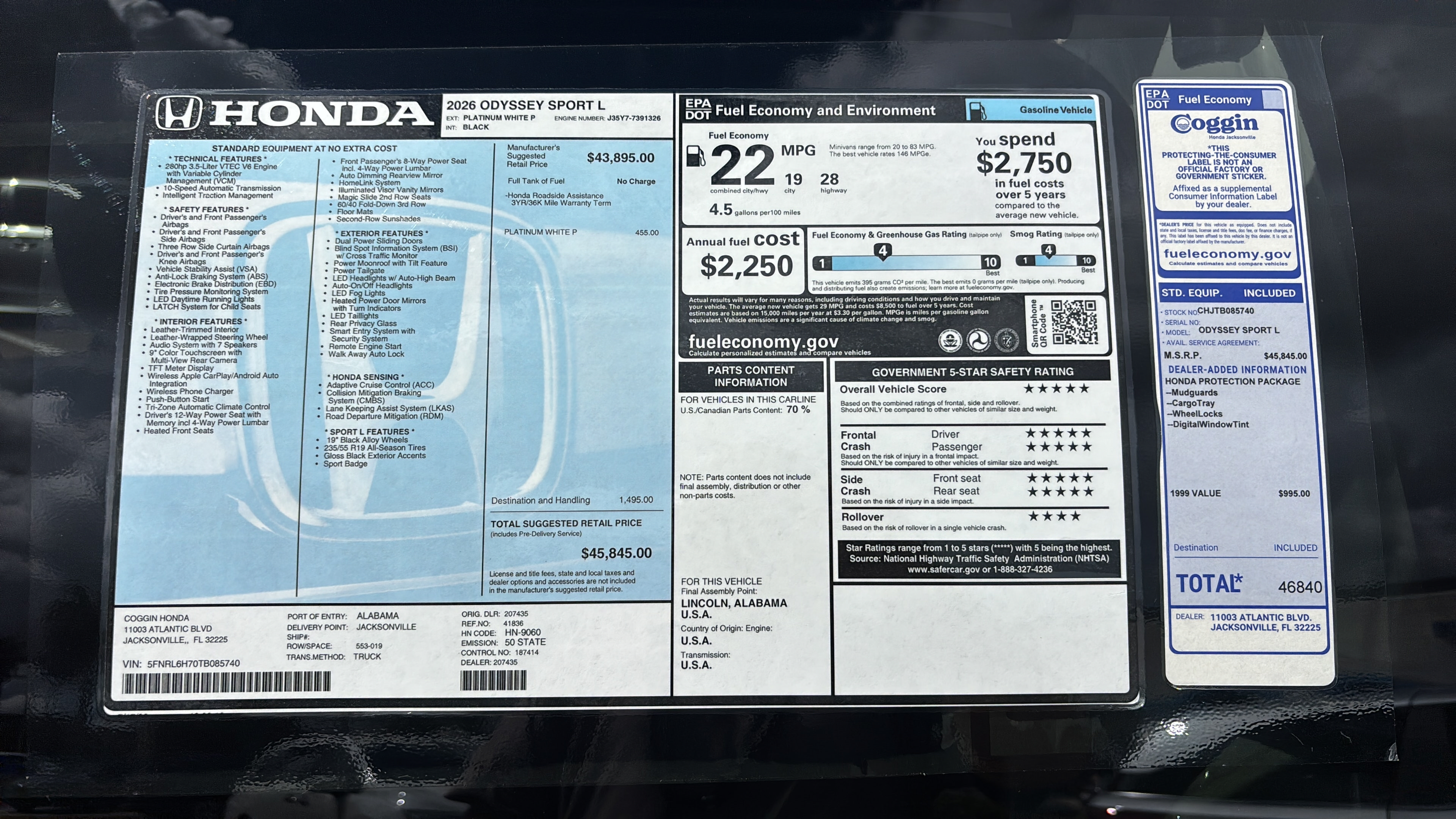 New 2026 Honda Odyssey Sport-L image 14