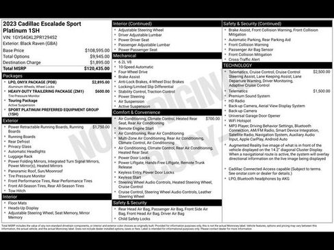 Certified 2023 Cadillac Escalade Sport Platinum w/ LPO, ONYX Package AWD/4WD image 15