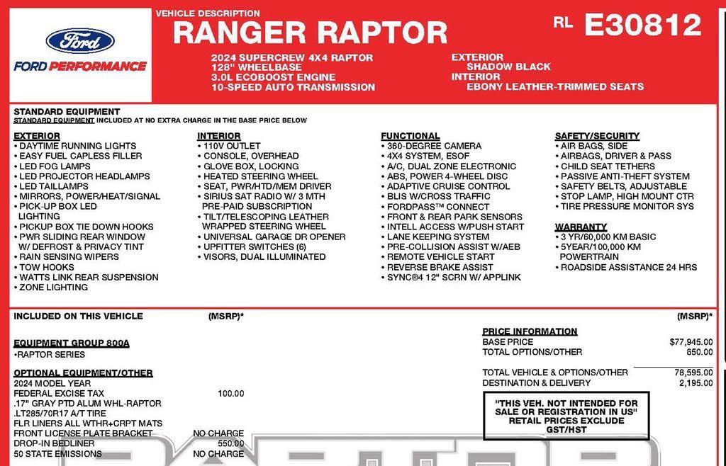 Used 2024 Ford Ranger Raptor AWD/4WD image 3