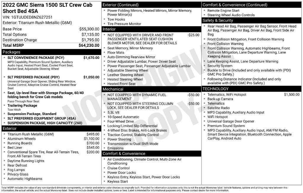 Used 2022 GMC Sierra 1500 SLT w/ SLT Convenience Package AWD/4WD image 37