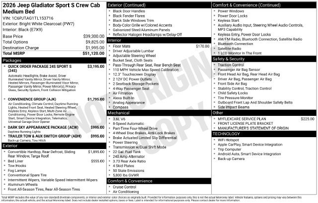 New 2026 Jeep Gladiator Sport AWD/4WD image 33