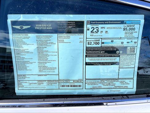 New 2026 Genesis G70 2.5T Prestige image 13