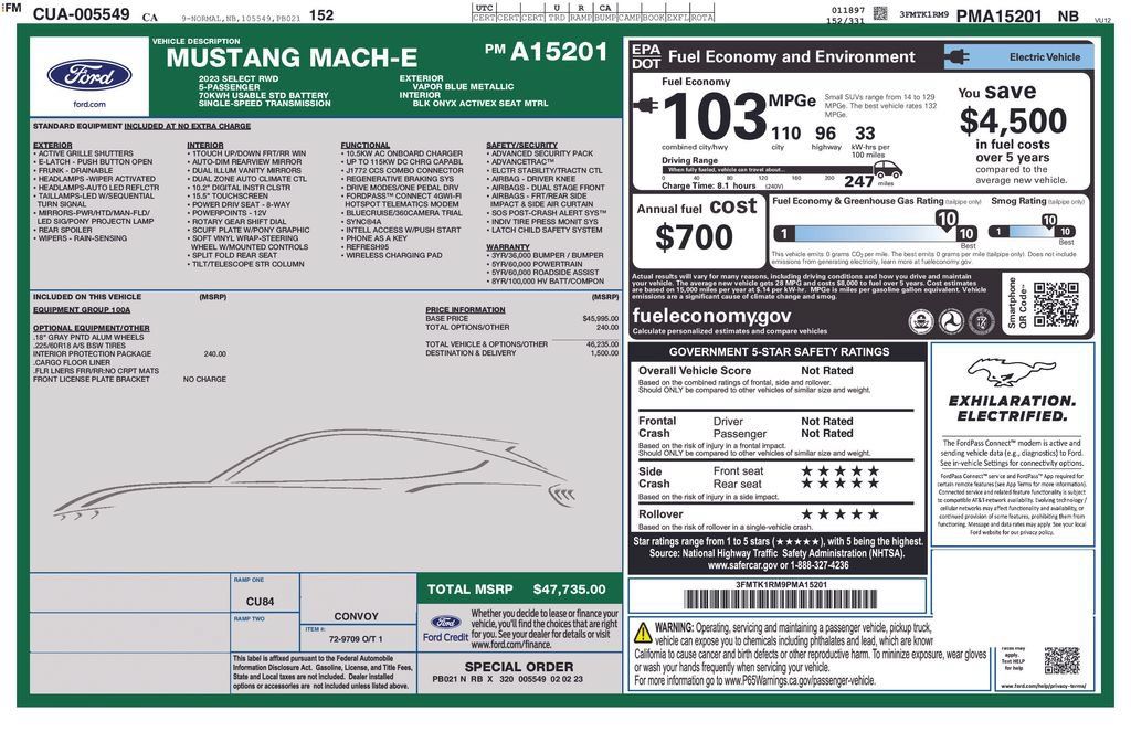 Certified 2023 Ford Mustang Mach-E Select RWD image 48